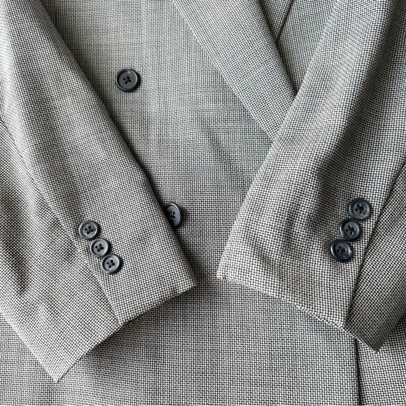 Vintage Terzo Uomo Pure Wool Houndstooth Double Breasted Blazer  Sports Jacket - Picture 6 of 16